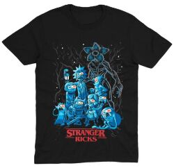 Футболка Morze Rick and Morty as Stranger Things T-Shirt Рик и морти как Очень странные дела (размер L)