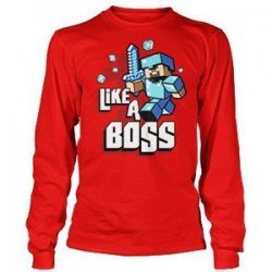  Футболка длинный рукав Minecraft Like a Boss Boys 8-20 Long Sleeve Tee (размер M)