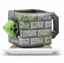 Чашка та підставка Zak designs Minecraft Creeper Sculpted 3D Mug Майнкрафт Кружка кераміка 450 мл.