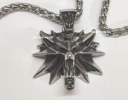 Кулон Геральта медальон 3D Ведьмак (The Witcher) с нержавеющей стали сплошной + мешочек